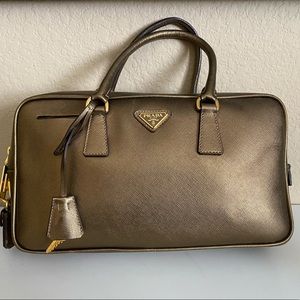 Prada bronze Saffiano Lux Purse
